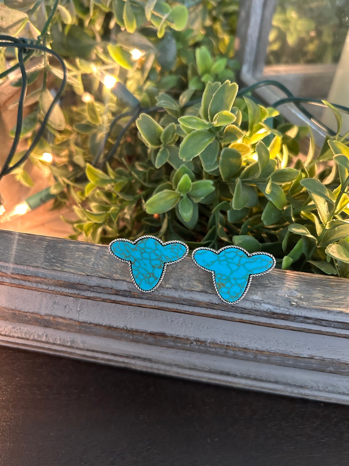 Turquoise Cow Head Studs