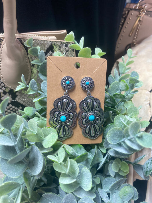 Turquoise Crescent Ridge Earrings
