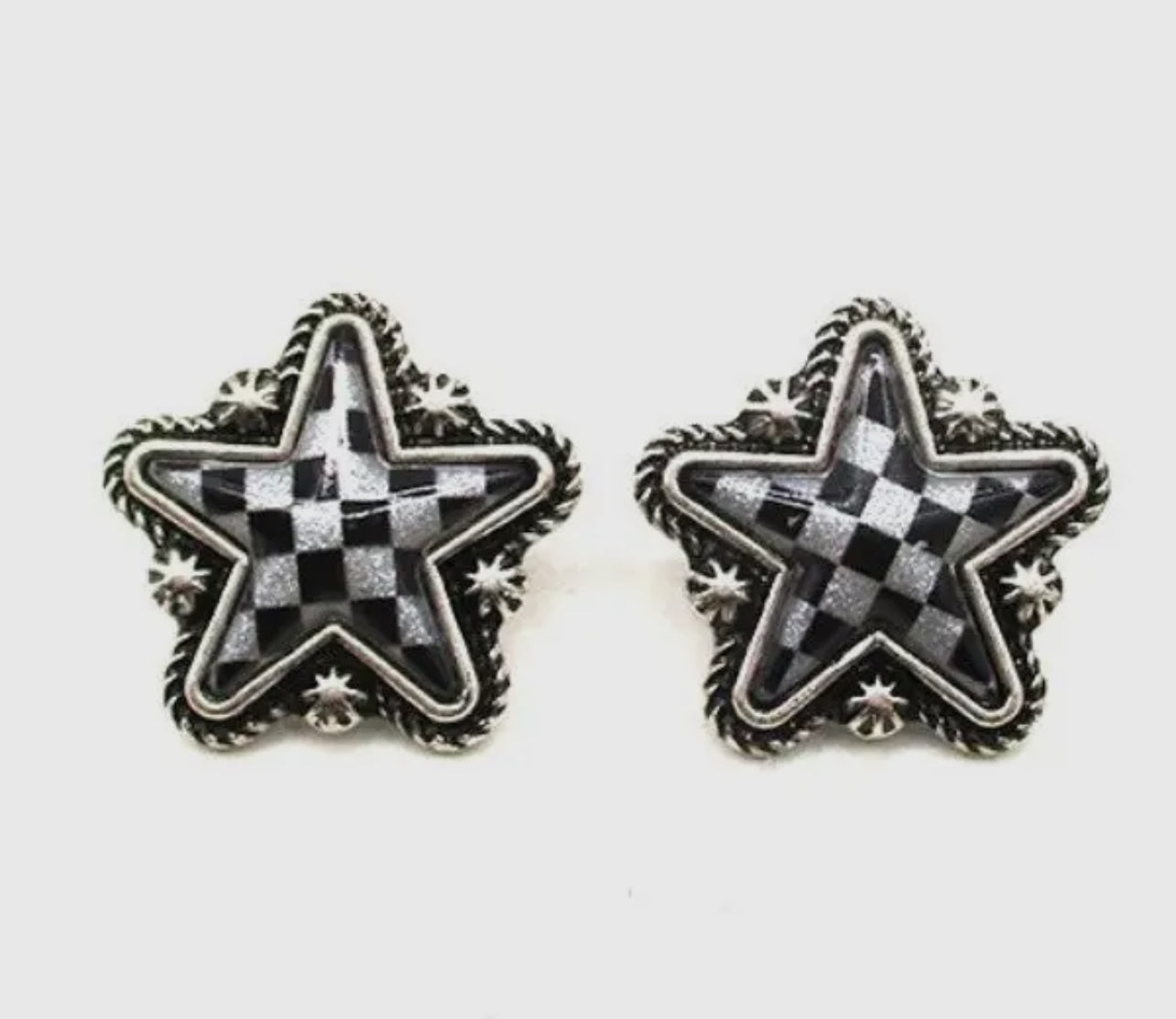 Checkered Star Earrings