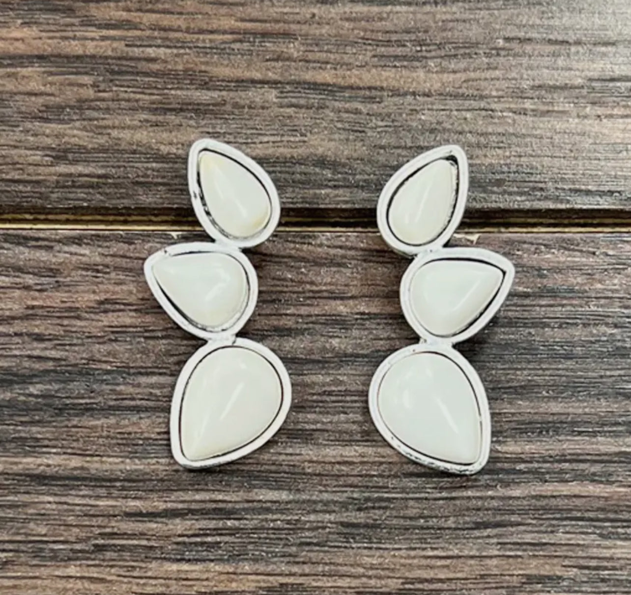 White Trifecta Earrings