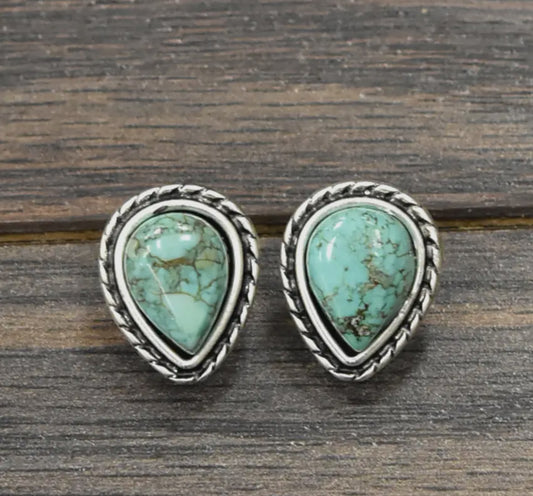 Turquoise Teardrop Studs