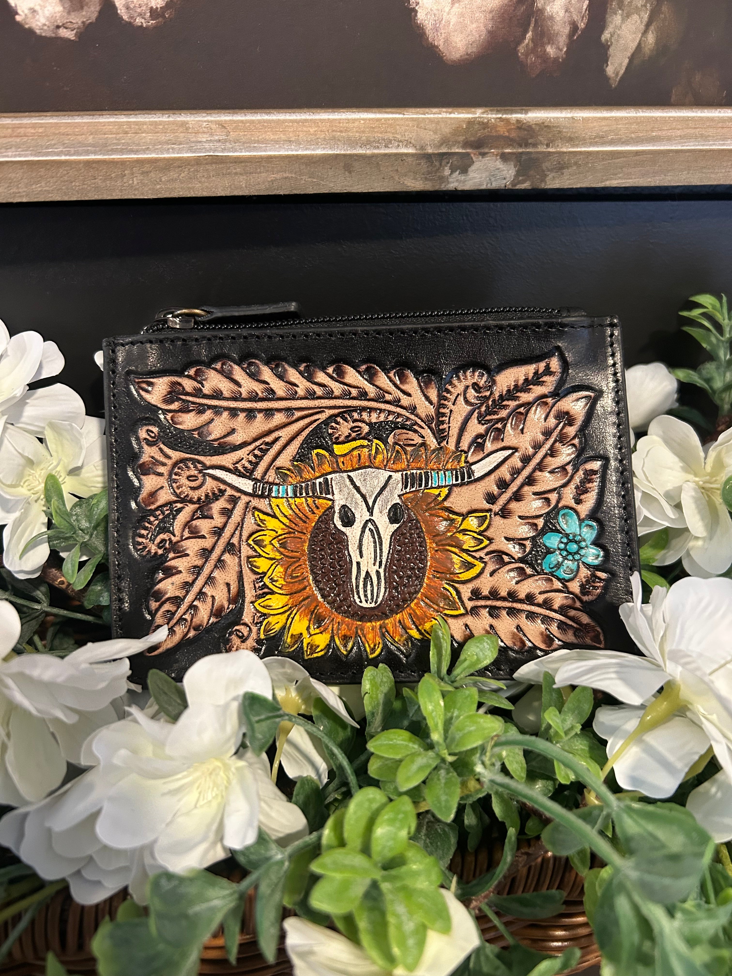 Longhorn Flowers Card Holder