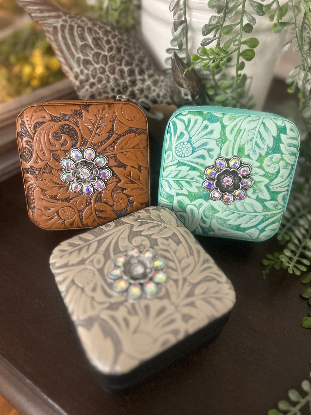 Floral Tooled Jewelry Box