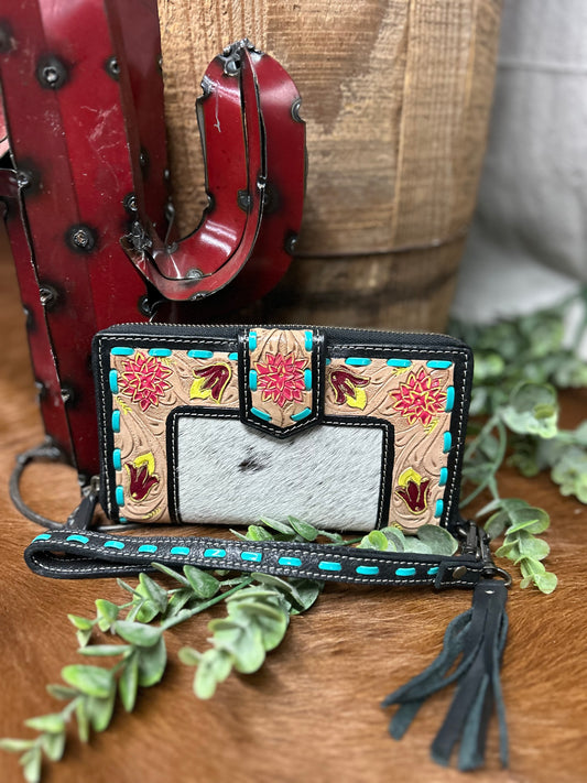 Cowhide and Flowers Wallet