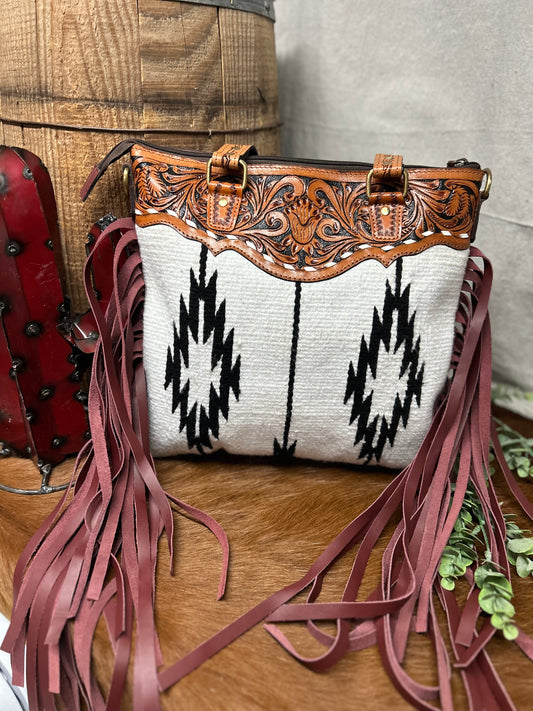 Aztec and Tooled Handbag