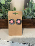 Pink Stone Flower Earrings