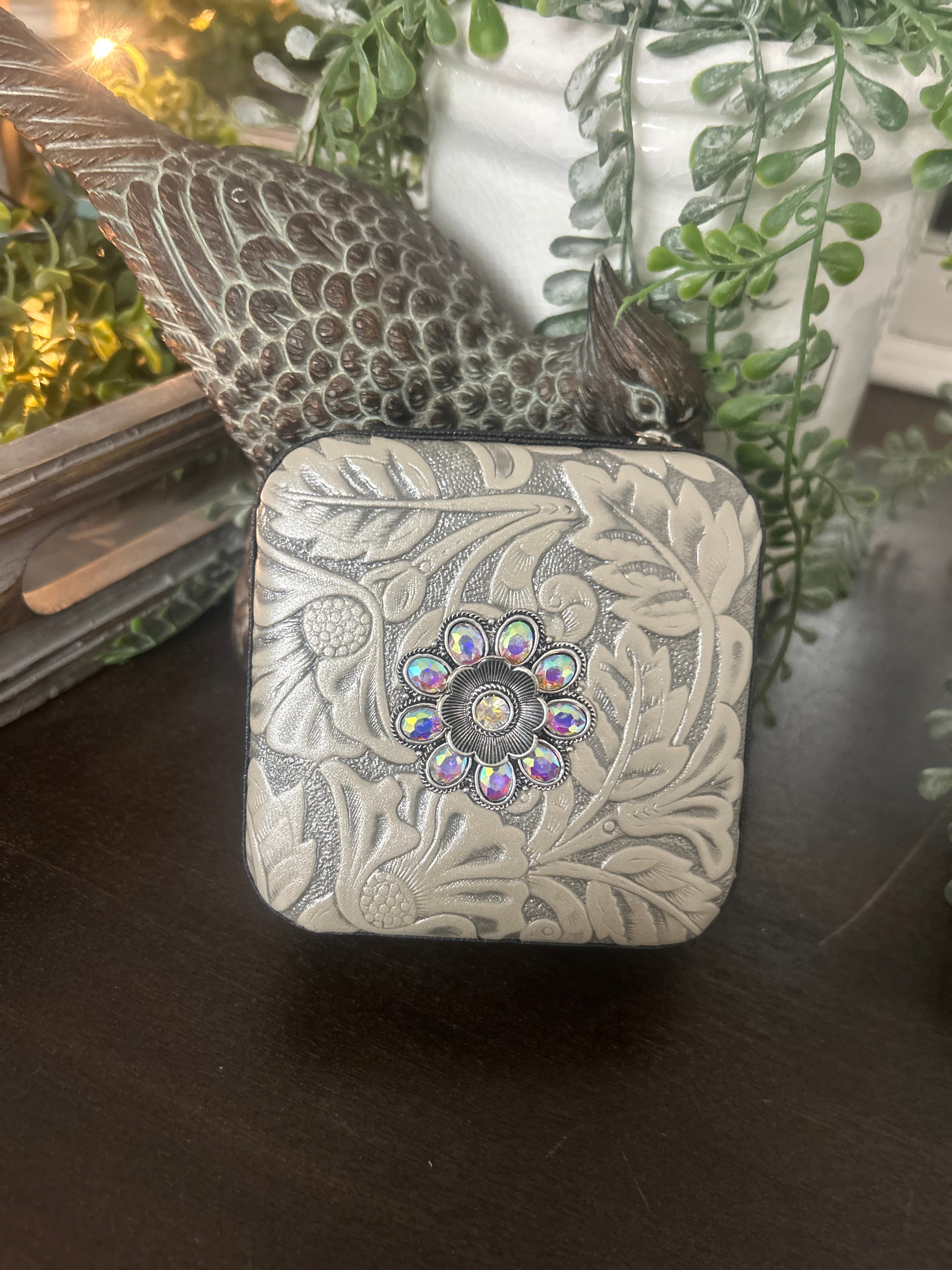 Floral Tooled Jewelry Box
