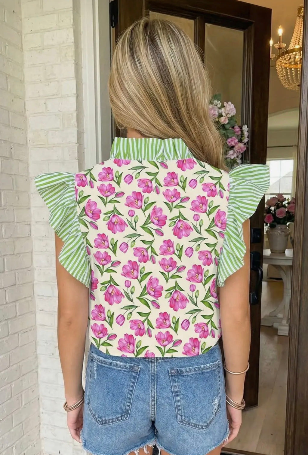 Blossoms and Stripes Top