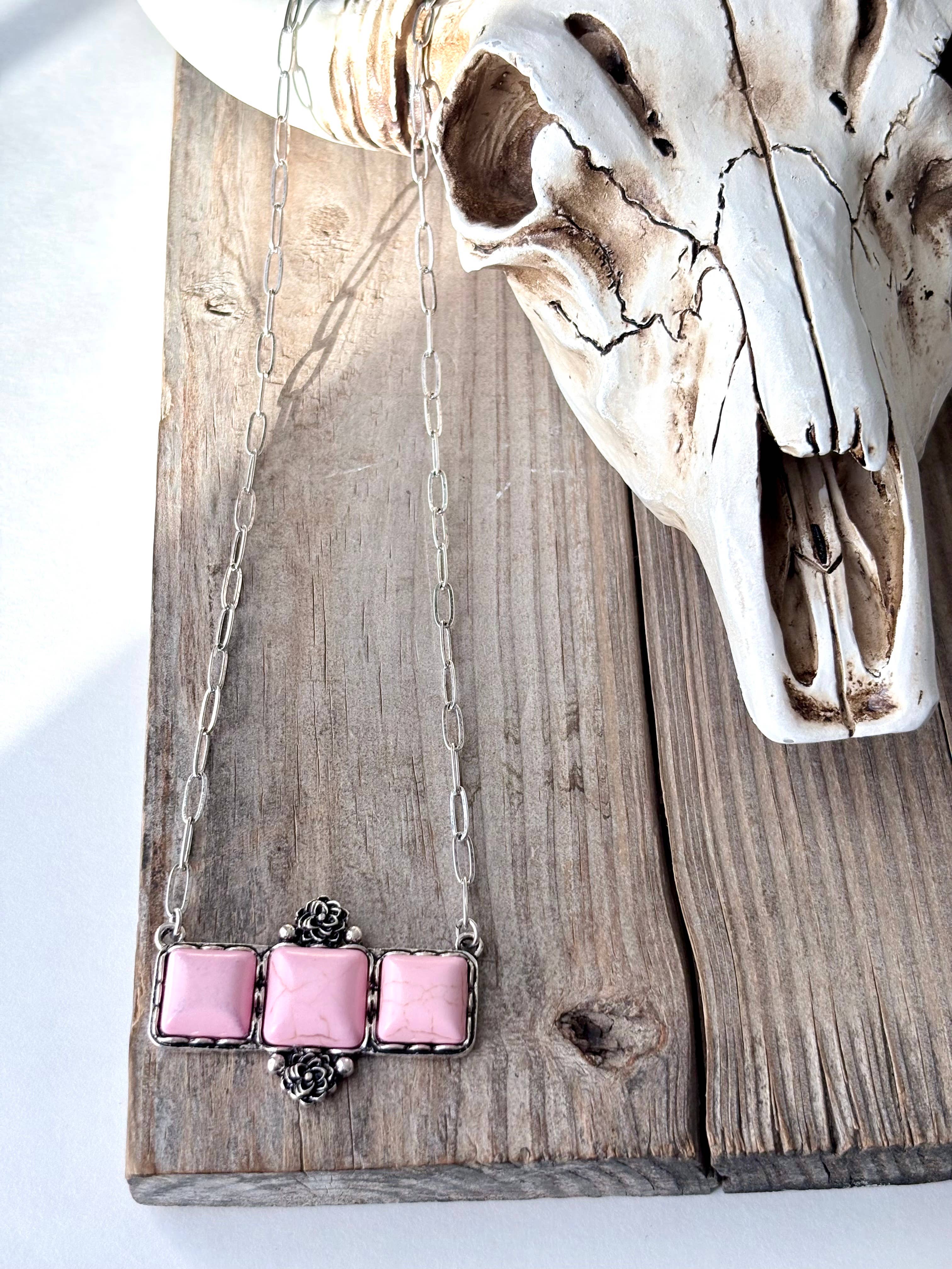 Square Stone Bar Necklace