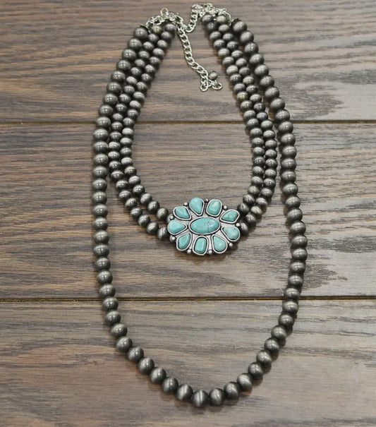 Turquoise Flower Necklace