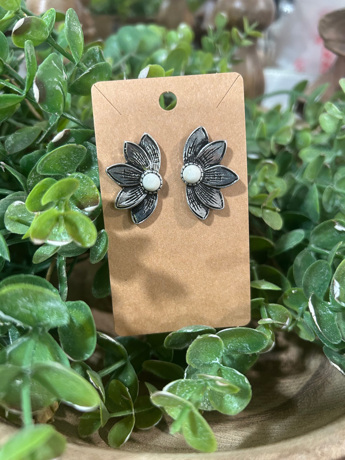 Etched Flower Studs