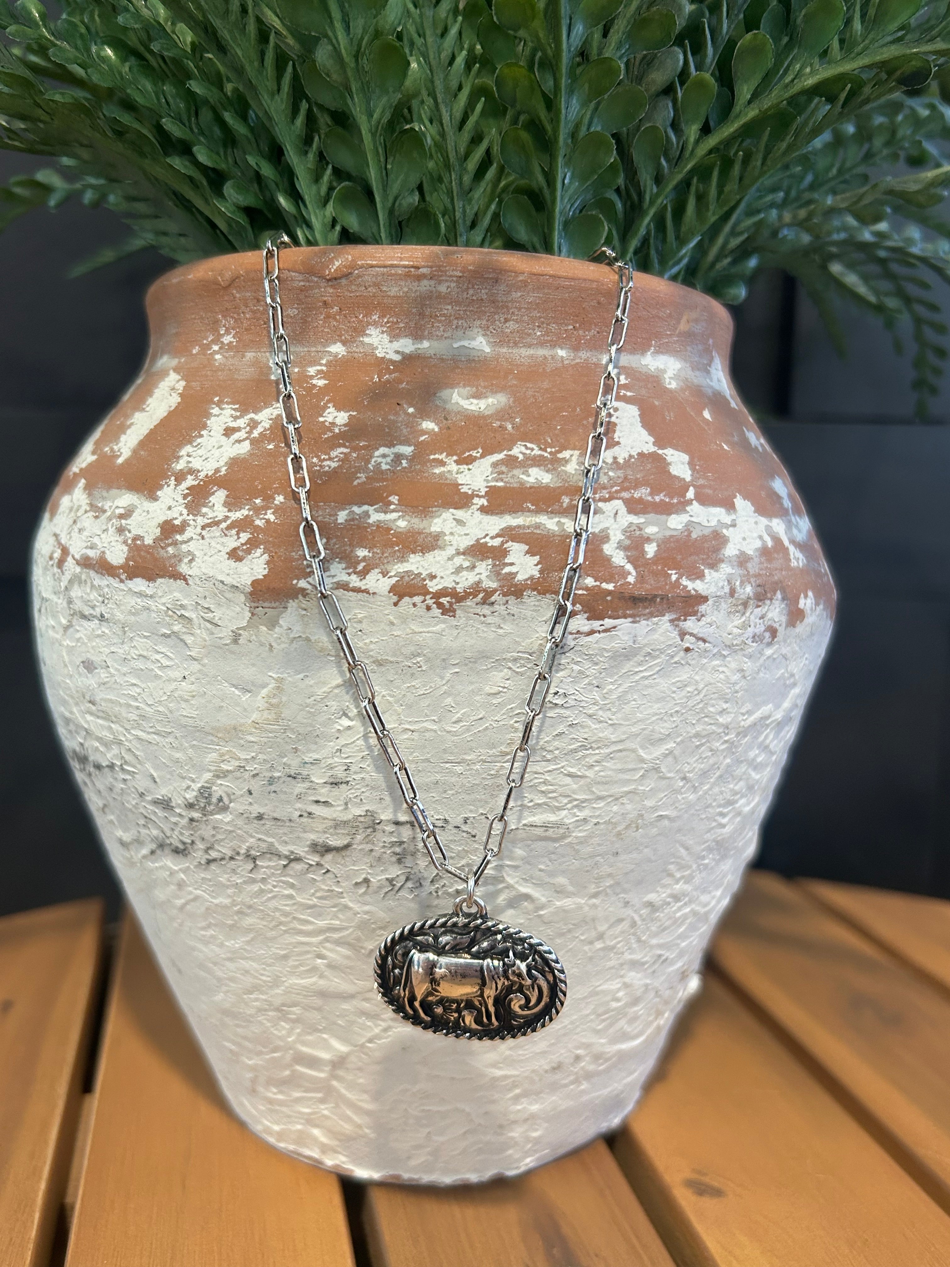 Oval Cow Necklace