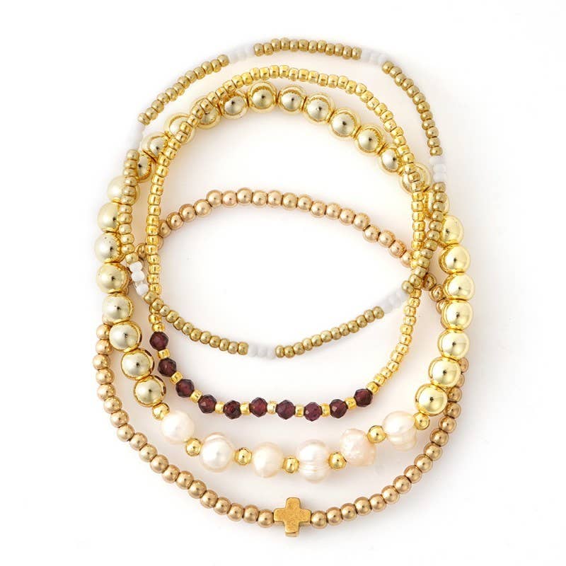 Dainty Cross Bracelet Set