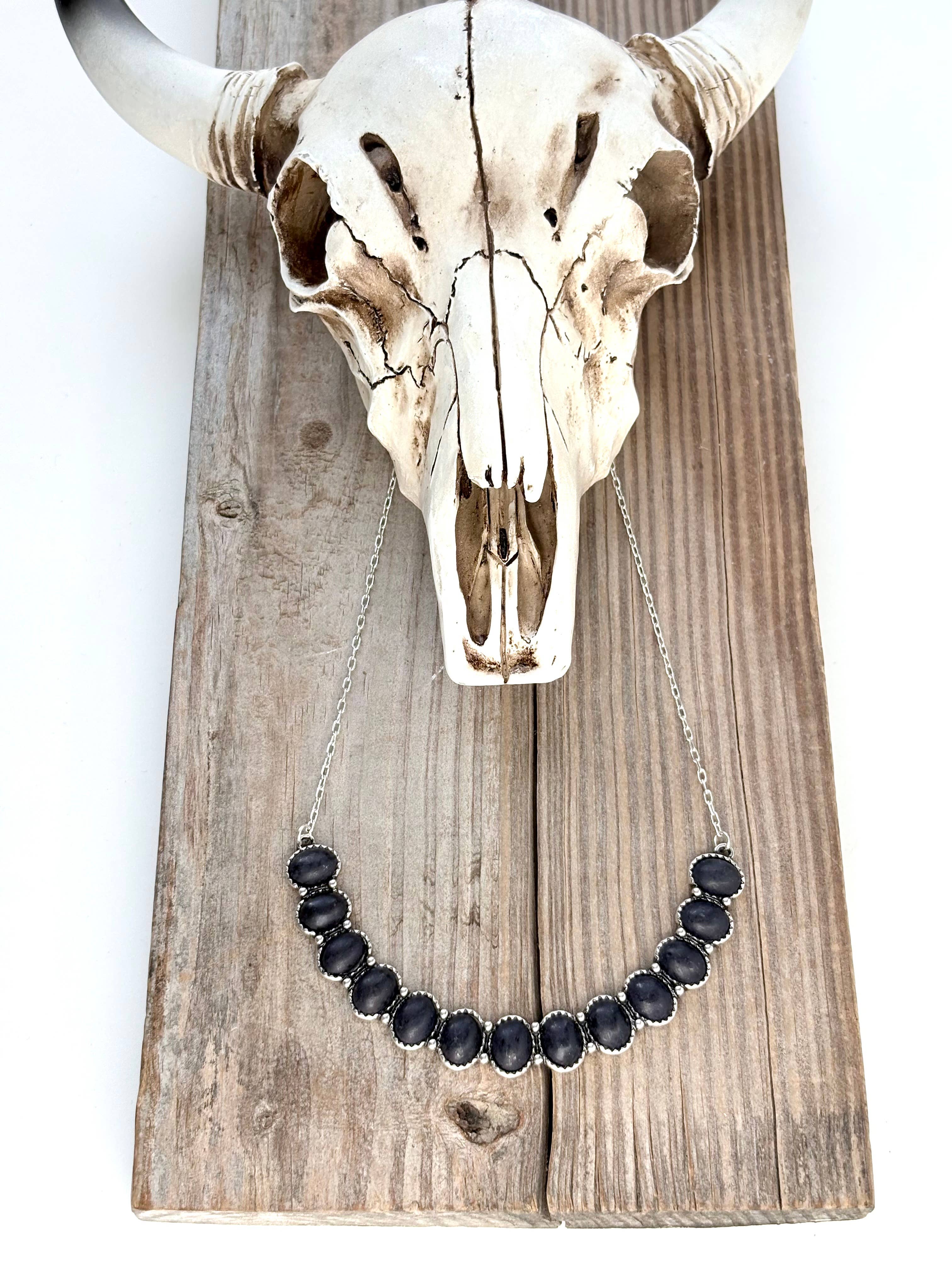 Black Swoop Bar Necklace