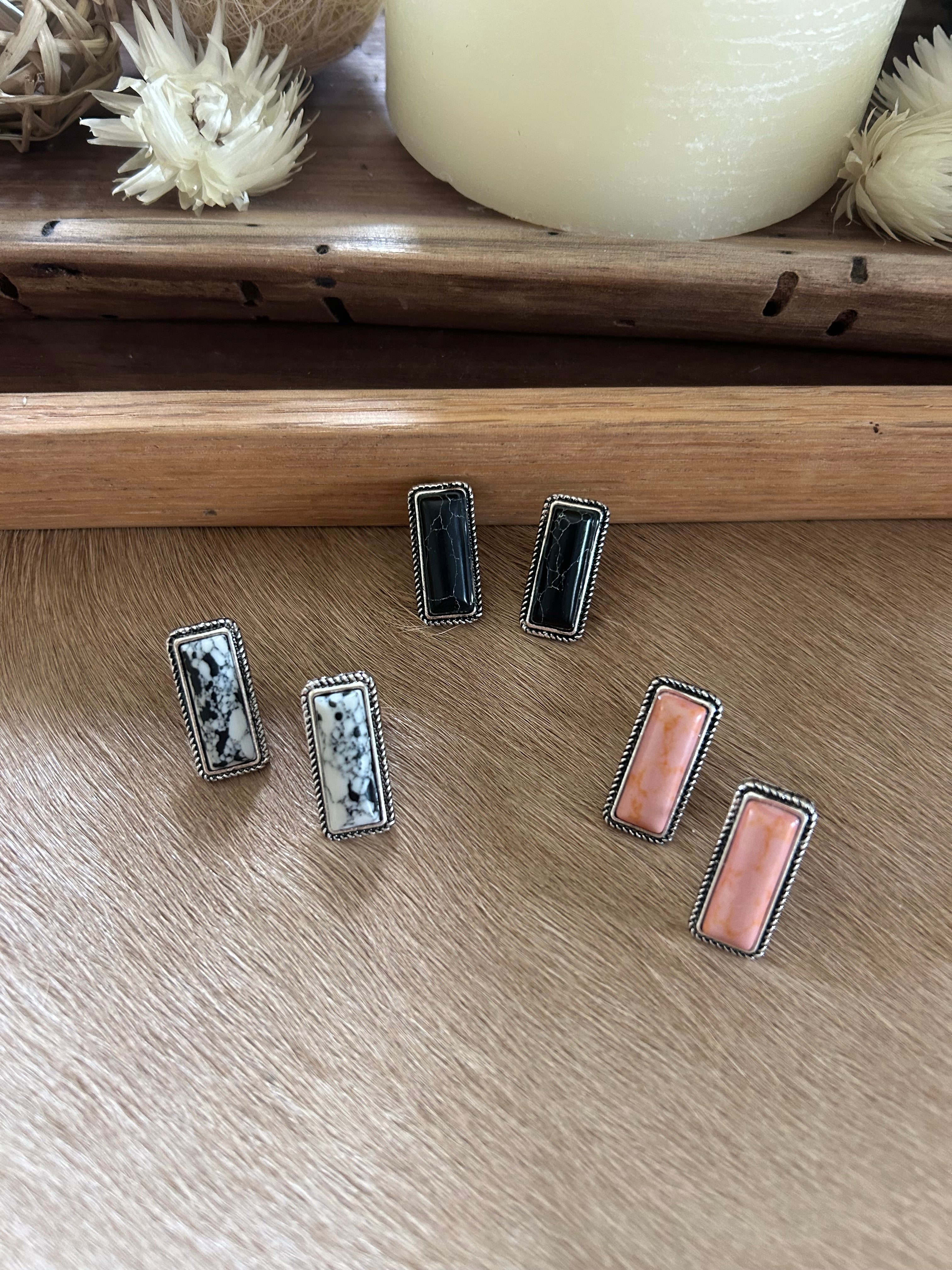 Rectangle Stone Earrings