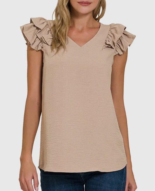 Tan Frills Top