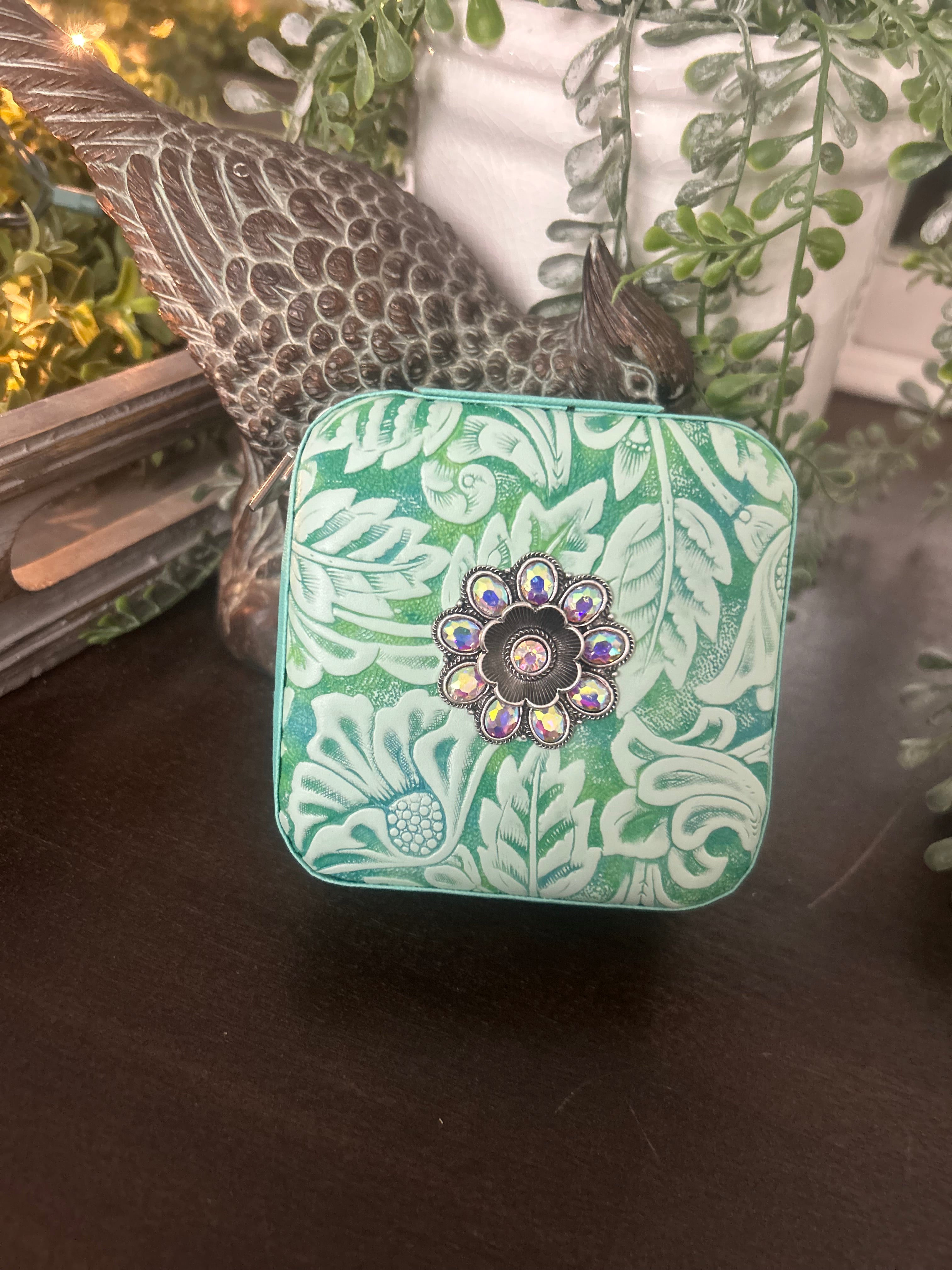 Floral Tooled Jewelry Box