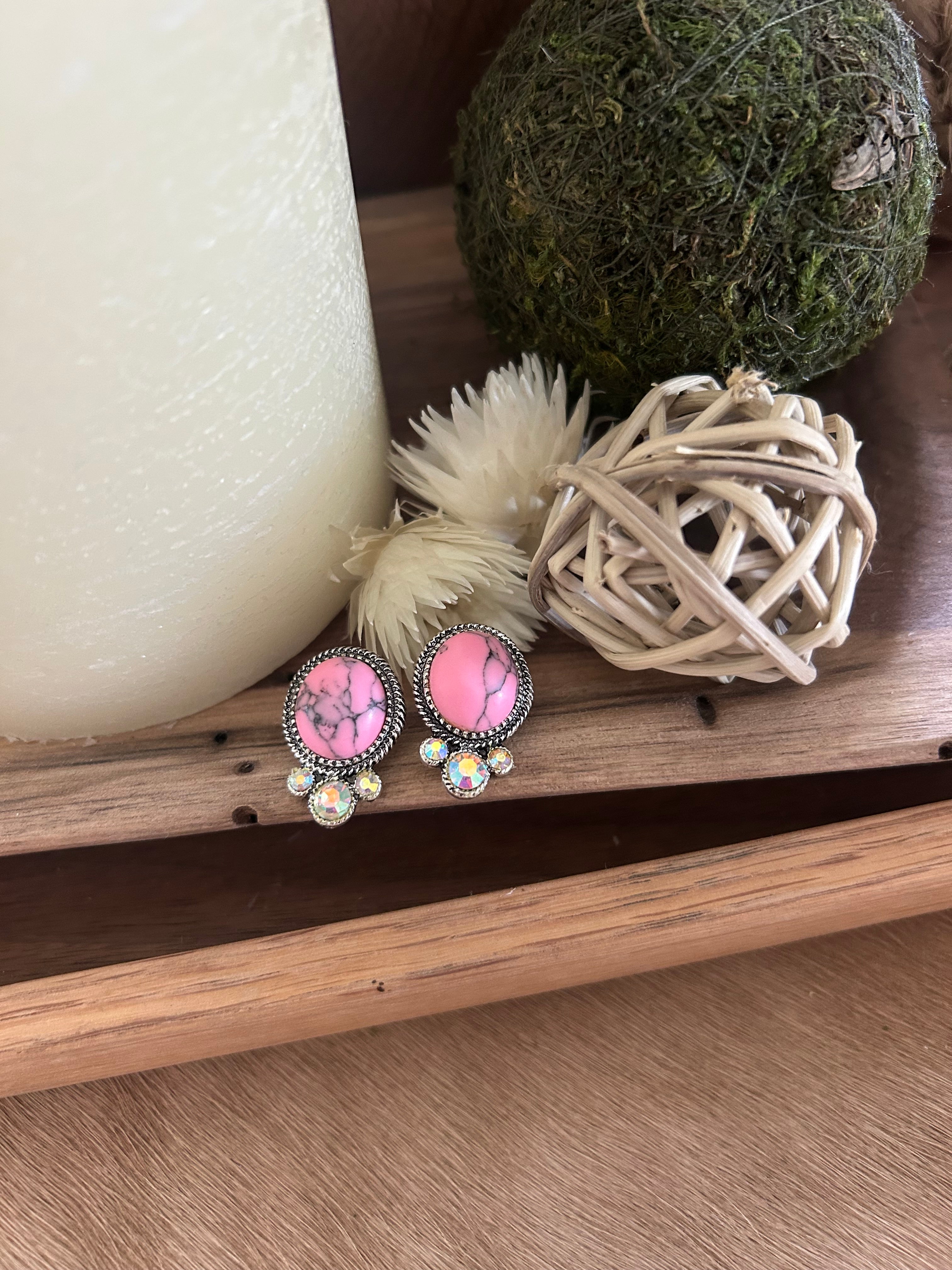Pink Sparkle Studs
