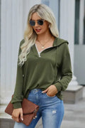 Olive V-Neck Hoodie
