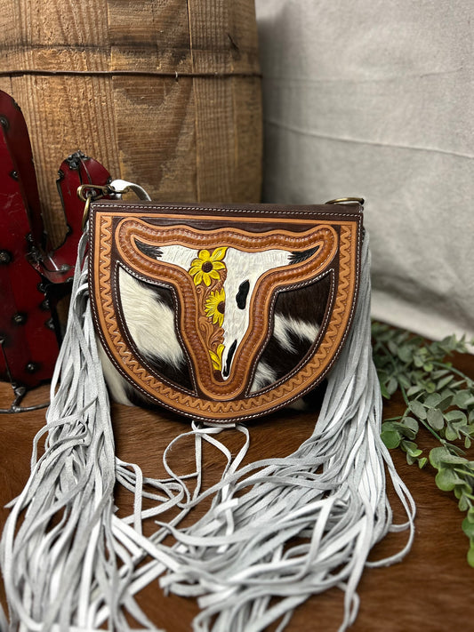 Steers and Flowers Crossbody