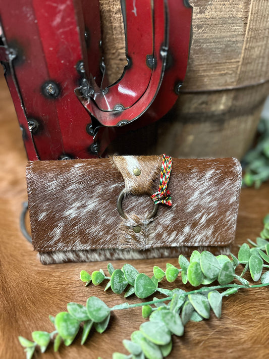 Brown and White Cowhide Wallet