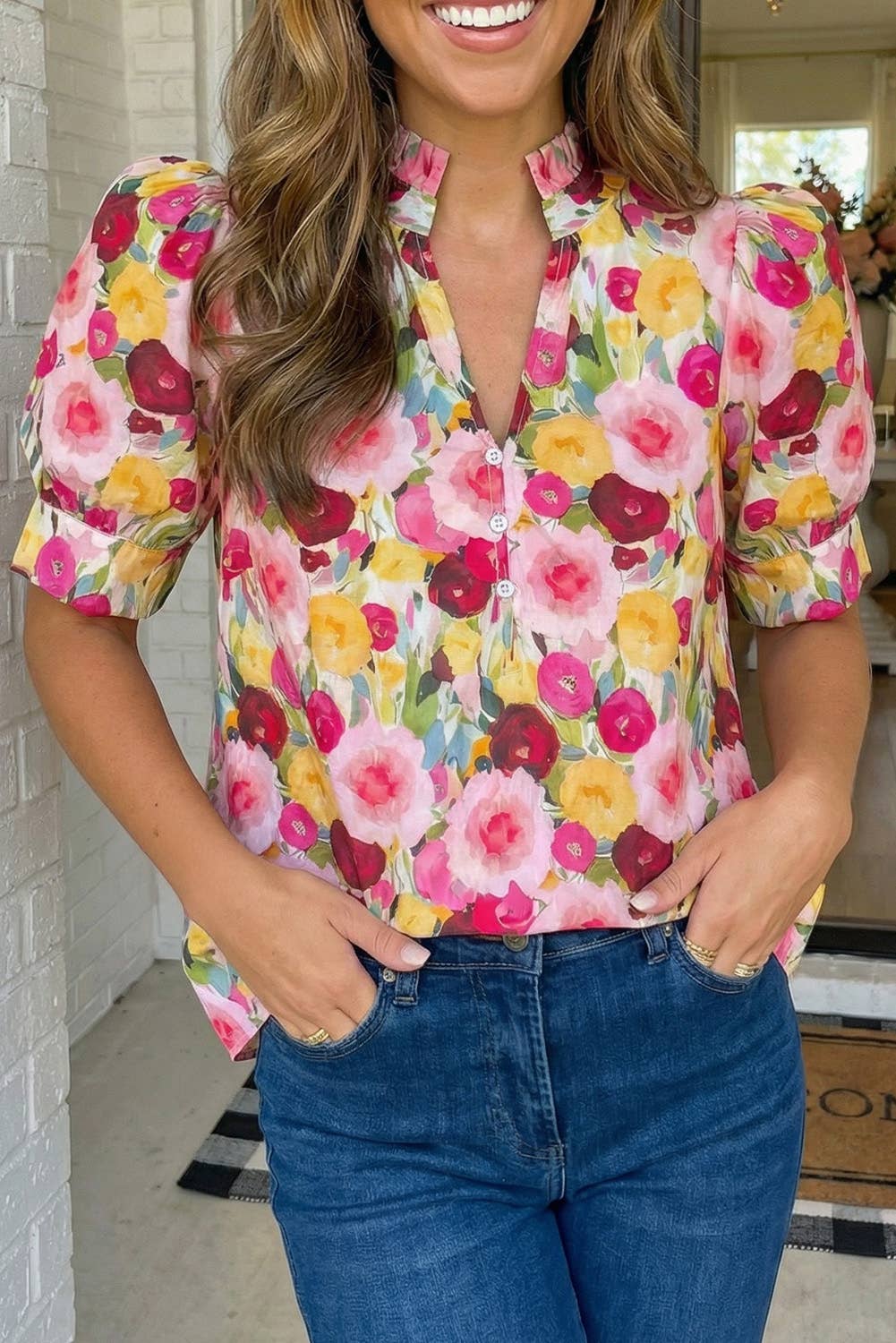 Frilled Floral Top