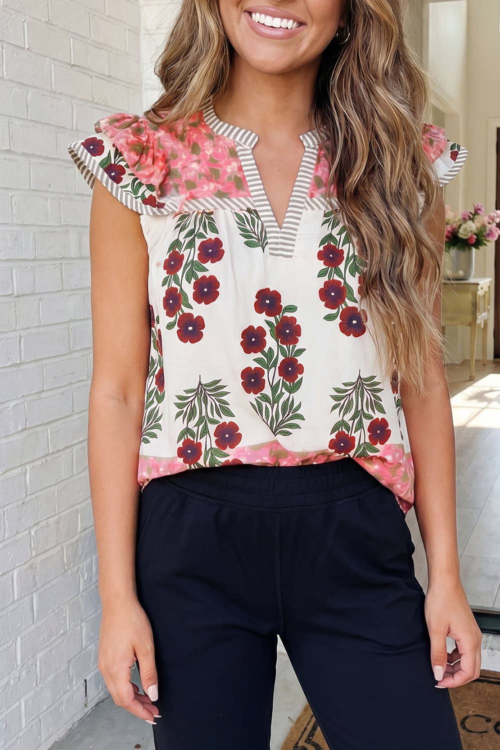 Red Flowers Top