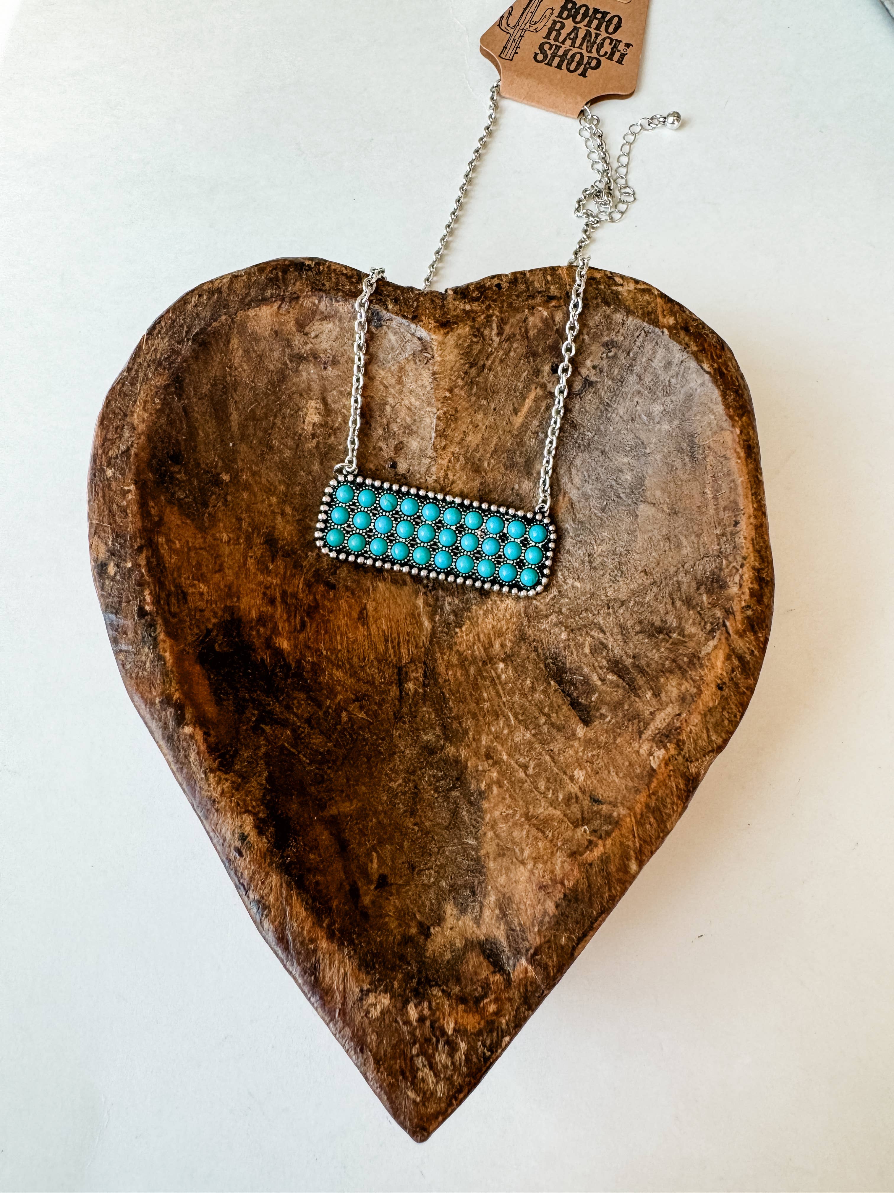 Turquoise Dot Bar Necklace 
