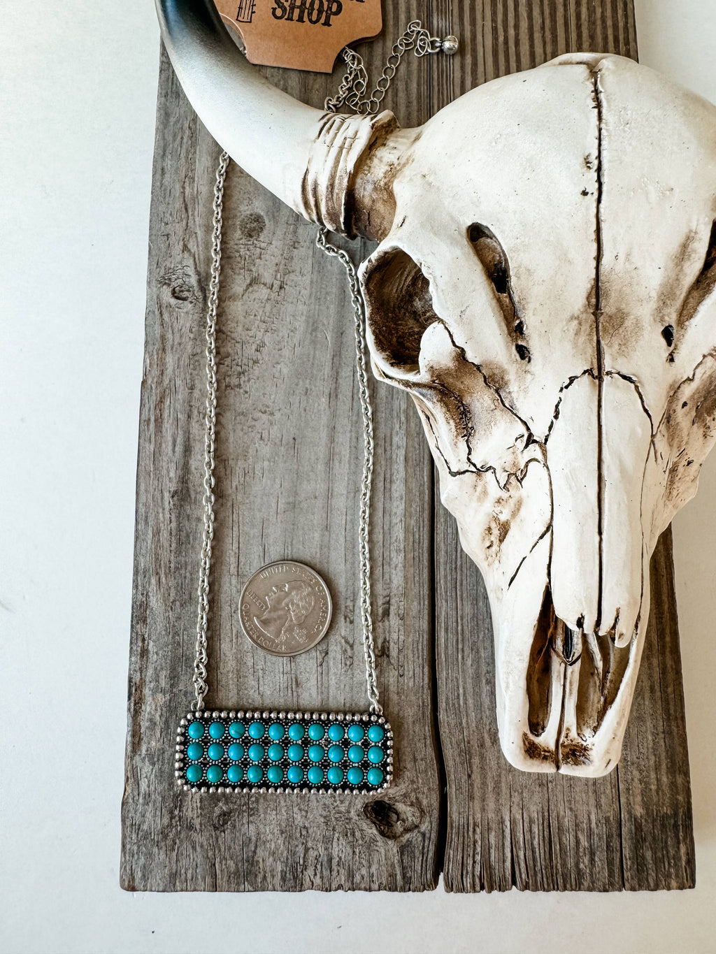 Turquoise Dot Bar Necklace 