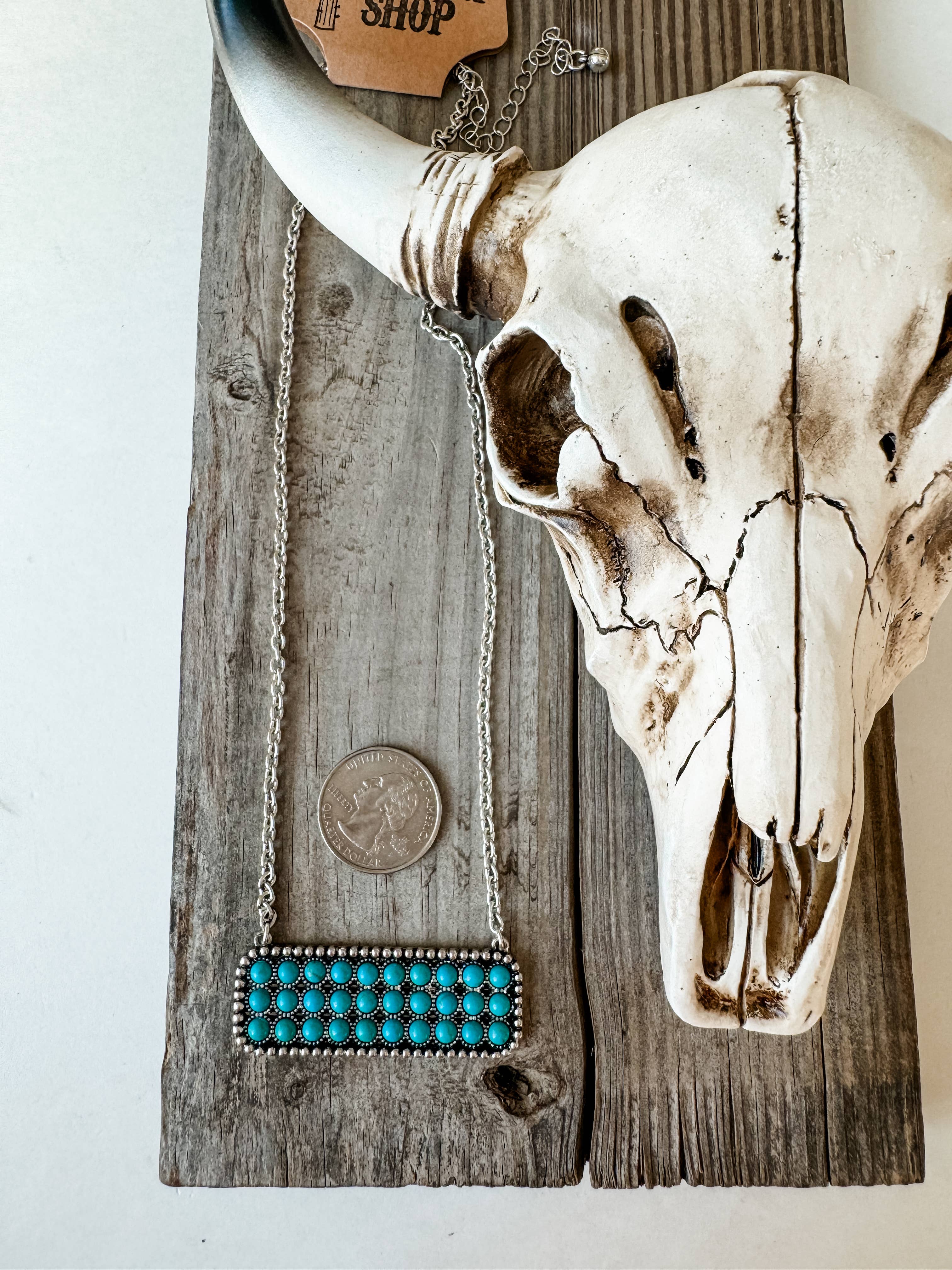 Turquoise Dot Bar Necklace 