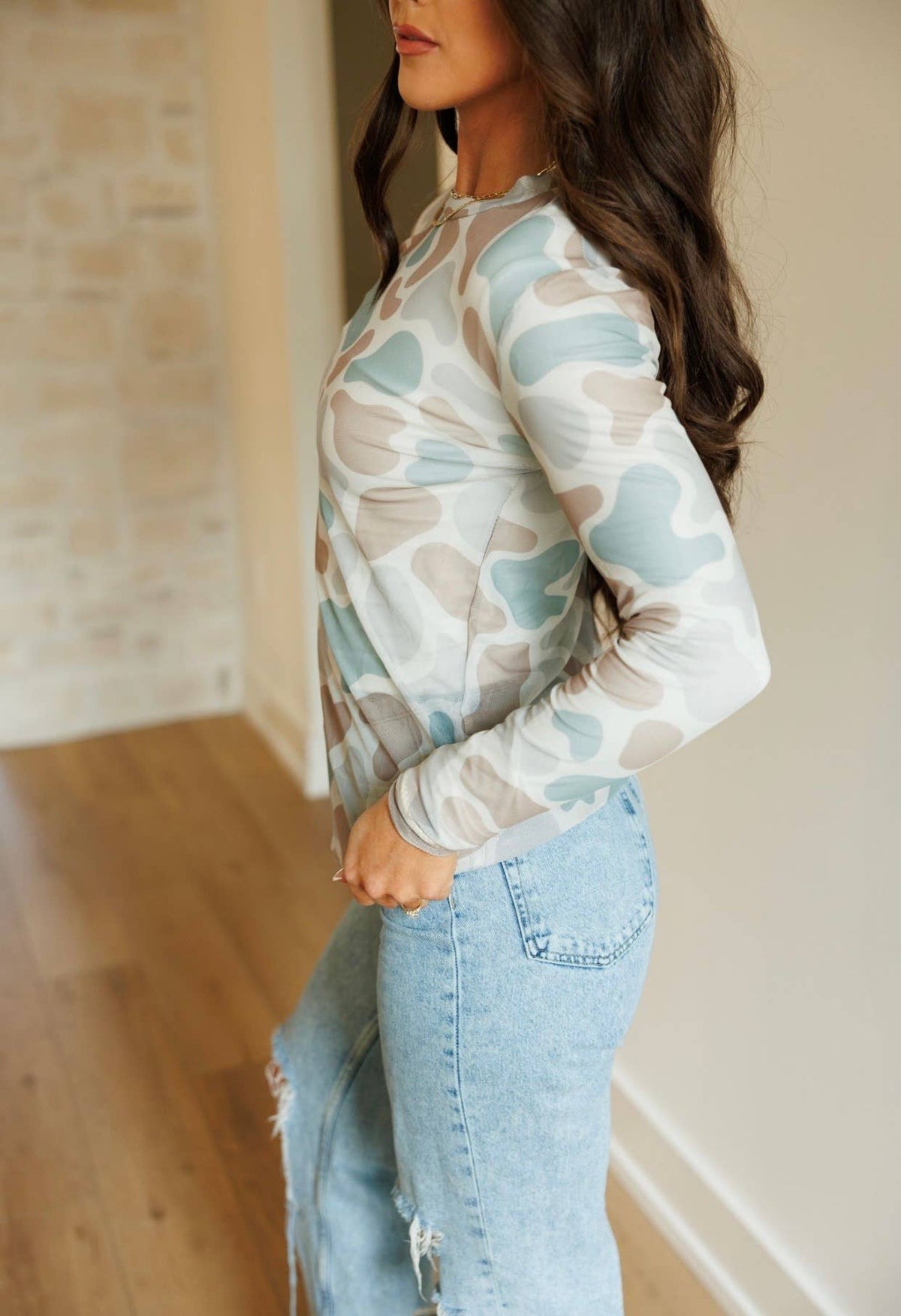 Vintage Camo Mesh Top
