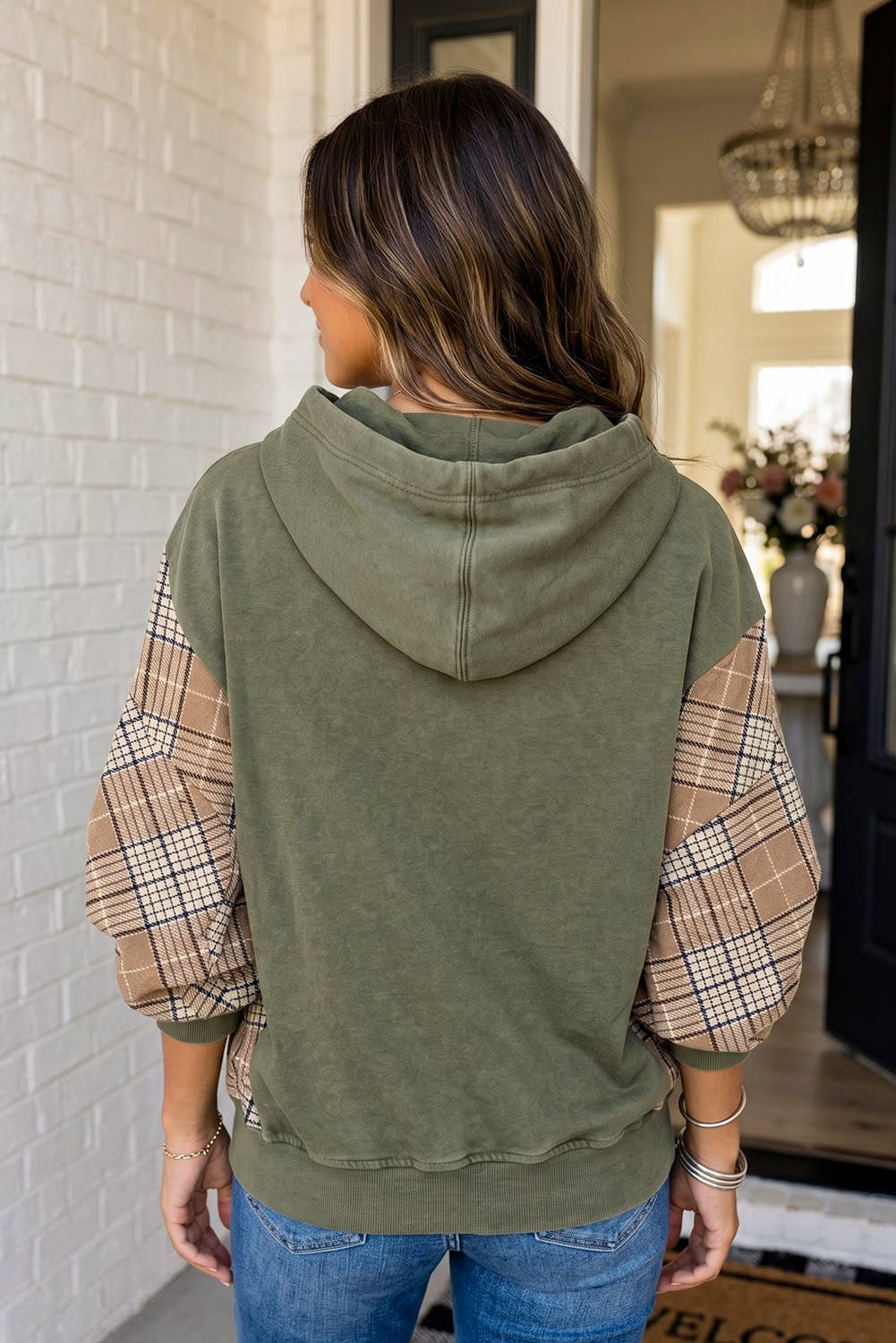 Plaid Sleeve Hoodie