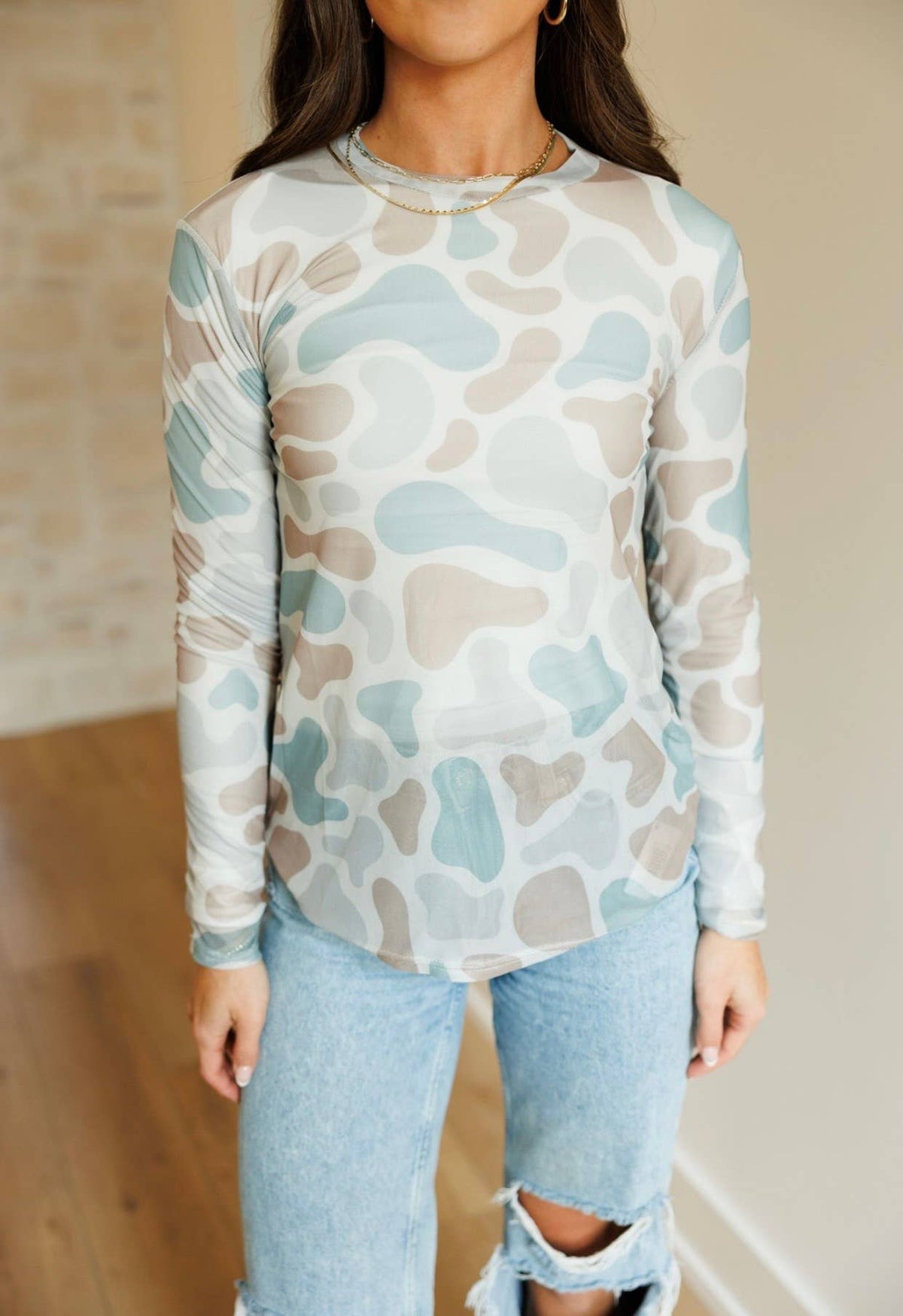 Vintage Camo Mesh Top