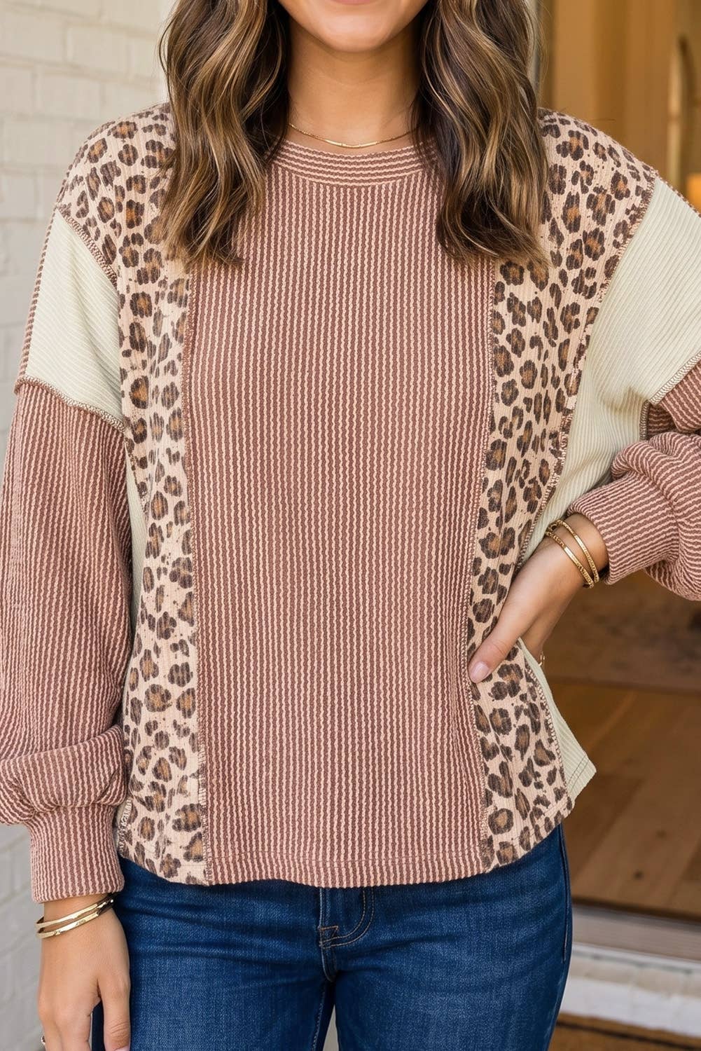 Leopard Ribbed Top