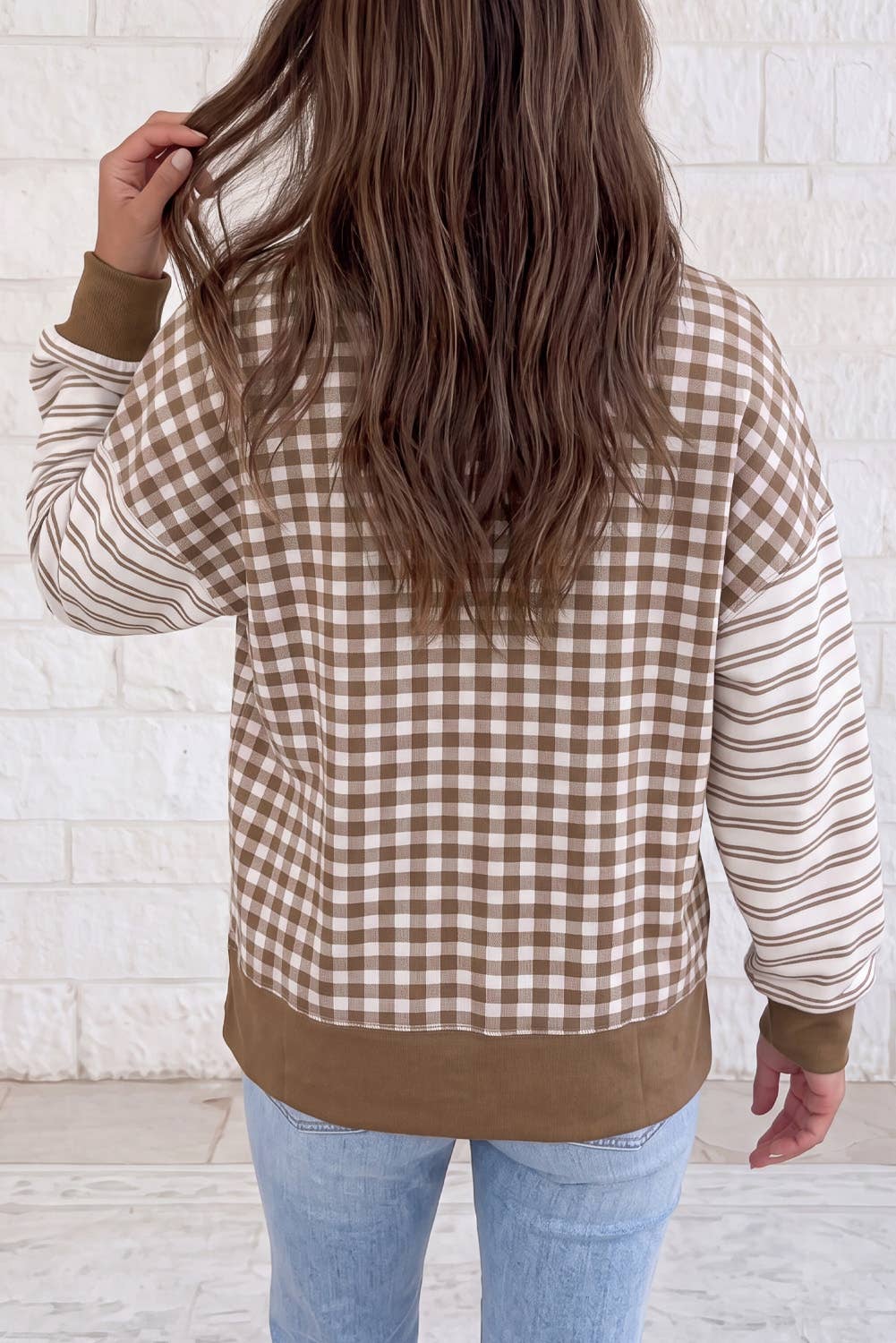 Plaid & Stripe Crew Neck