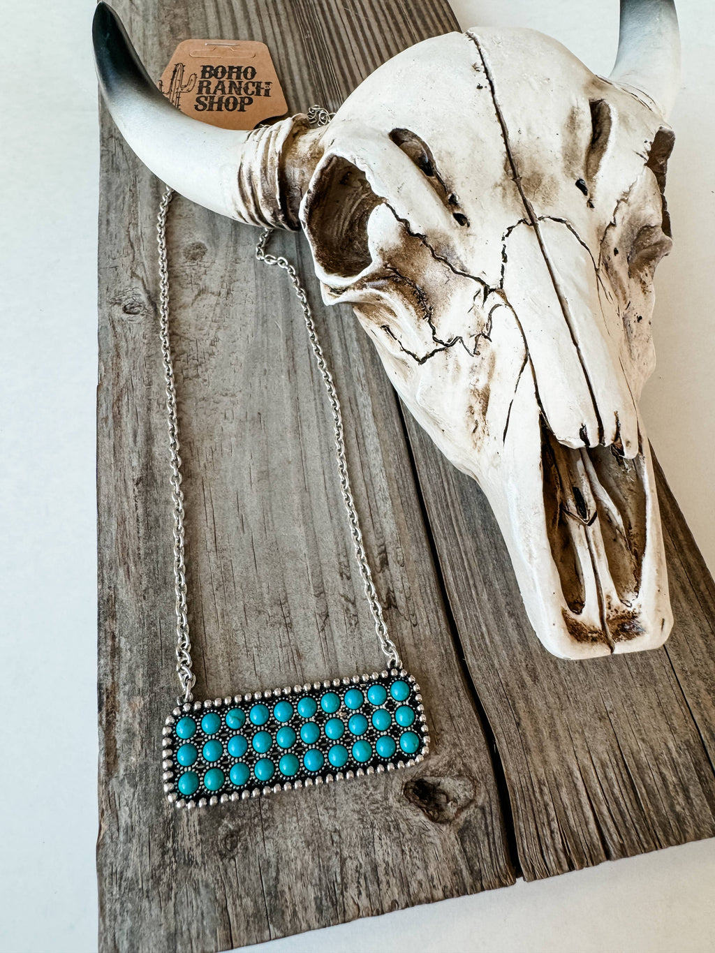 Turquoise Dot Bar Necklace 